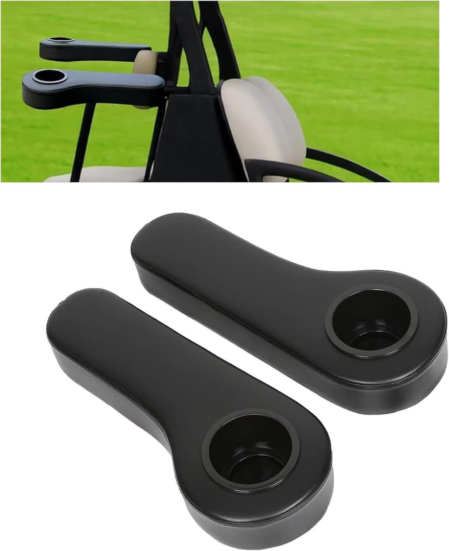 ECOTRIC Golf Cart Rear Seat Arm Rest with Universal Cup Drink Holders Set Compatible with EZGO Club Car Yamaha Pair No Drilling Required