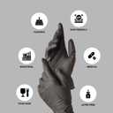 Black Nitrile Disposable Exam Gloves (5Mil) | LatexFree, PowderFree, Food Safe, Medical, Tattoo, Mechanic & Cleaning Use (Black, M)
