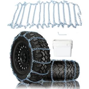 SCITOO Snow Chains for Car Pickup Trucks SUV,Quick Easy Installation Tire Traction Chain,Adjustable Universal Emergency Anti-Skid Thickening Tire Chains Width 255 265 275 285(16" 17" 18" 20")-Set of 2