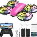 Swifsen Kids Drone with Camera & Optical Flow Positioning - Mini RC Quadcopter with Full Protection Guard, 2 Modular Batteries, Colorful LED Lights - Easy to Fly Gift for Boys & Beginners (Upgraded Version).