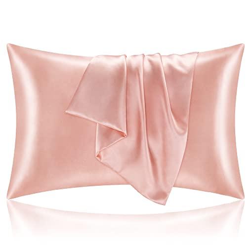 BEDELITE Satin Pillowcase for Hair and Skin, Super Soft and Cooling Similar to Silk Pillow Cases 2 Pack with Envelope Closure, Gift for Women Men(20"x30" Queen Size, Coral)