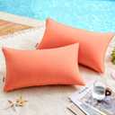 MIULEE Pack of 2 Decorative Outdoor Waterproof Pillow Covers Rectangular Garden Cushion Sham Throw Pillowcase Summer Shell for Patio Tent Couch 12x20 Inch Coral Red