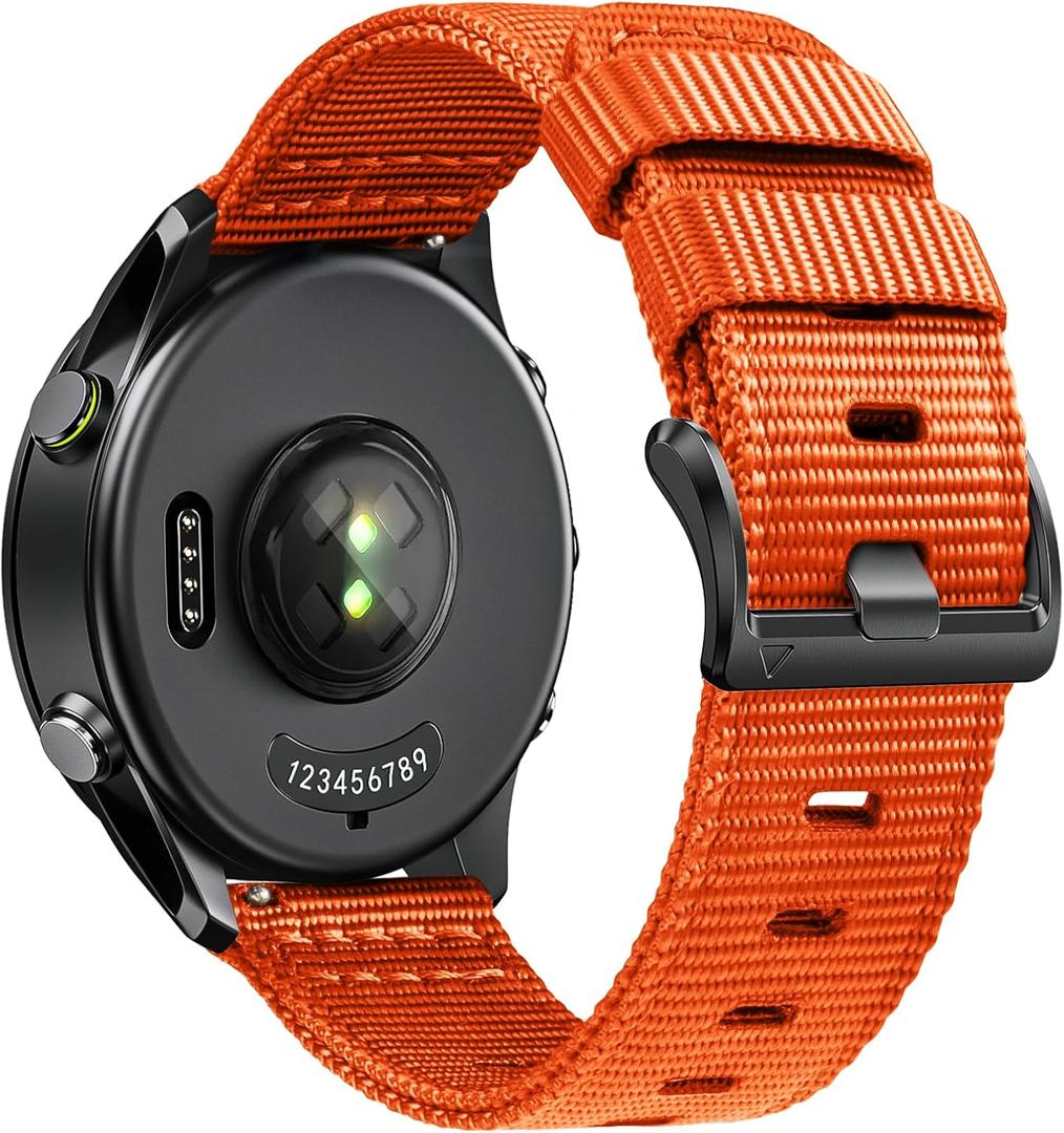 Rugged Nylon Watch Bands Compatible with Garmin Venu 3/Venu 2/Forerunner 265/255/Vivoactive 4, 22mm Quick Release Watch Band for Galaxy Watch 3 45 mm 46mm for Men
