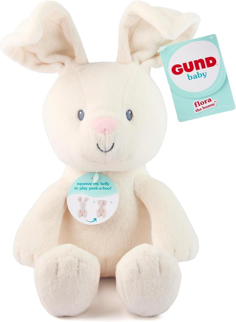 GUND Baby Peek-a-Boo Flora Bunny Plush, Bunny Rabbit Stuffed Animal, Baby Toy for Ages 0 and Up, Cream, 7" (Batteries Not Required)
