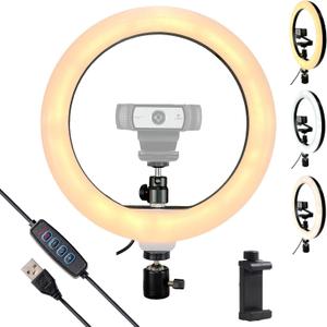 Webcam Light, Ring Light for Logitech Webcam C920,C922x,C930e,Brio 4K,C925e,MX Brio 4K,StreamCam,Brio 500,C615 1/4'' Screw Hole- 10'' Light (Without Tripod and Stand)