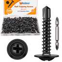 weideer 200pcs #83/4" Self Tapping Screws for Metal, Sheet Metal Screws, 410 Stainless Steel Black Oxide Truss Head Screw,Self Drilling Screws,Quick Tapping Screw with Screwdriver Bit (#8x3/4", Black)
