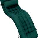 Tudomro 66'' Outdoor Chaise Lounge Cushion Waterproof Patio Pool Chaise Lounge Cushion with Headrest Pillow Tie Fade Resistant Replacement Longue Rocking High Back Chair(Dark Green,1 Pcs)