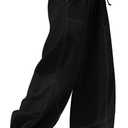 ZAFUL Women Casual Linen Pants Drawstring Fall Lounge Beach Summer Pants with Pockets 2025 Travel Vacation Outfits (Large, Black)