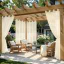 MIULEE Outdoor Curtain for Patio Waterproof, 4 Panels 54 x 84 Inch - Grommet Outside Sheer Curtains for Gazebo/Pergola/Cabana/Porch/Balcony, Beige