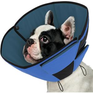 Queenmore Dog Cones for Small Dogs, Soft Dog Cone After Surgery, Adjustable Comfy Cones for Dogs, Comfortable Pet Cone After Surgery for Wound Healing, Blue S