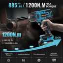 SPICIMOMO 1/2 inch Cordless Impact Wrench - 1200N.m High Torque Heavy Duty Impact Gun with 2x 4.0Ah Batteries, 21V Powerful Impact Driver/Drill for Tough Auto Repair and Construction Tasks