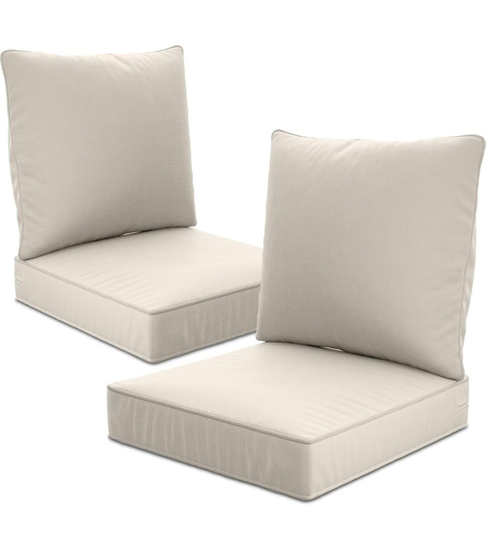24" x 24" x 6" Outdoor Deep Seat Cushions Set - 2 Set Waterproof & Fade Resistant Patio Furniture Replacement Cushions, Non-Slip Outdoor Cushions Fit Loveseats, Couches, Chairs, Sofas.