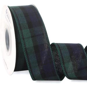 Ribbli Christmas Plaid Wired Ribbon, Green Blue Plaid Ribbon 1-1/2 Inch x Continuous 10 Yard, Christmas Ribbon for Gift Wrapping, Big Bow, Wreath