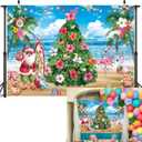 Christmas in July Backdrop 8x6FT Summer Hawaiian Tropical Beach Flamingo Photography Background Family Holiday Party Supplies Photo Props