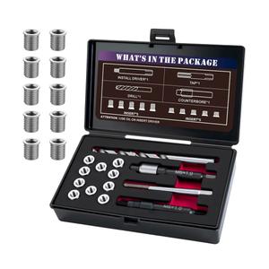 SENNMONN M6X1.0 Thread Repair Kit with 9.4mm Insert HSS Drill, Tap, Installation Driver, Counterbore, Stainless Steel Insert M6X1.0X9.4mmX10 PCS