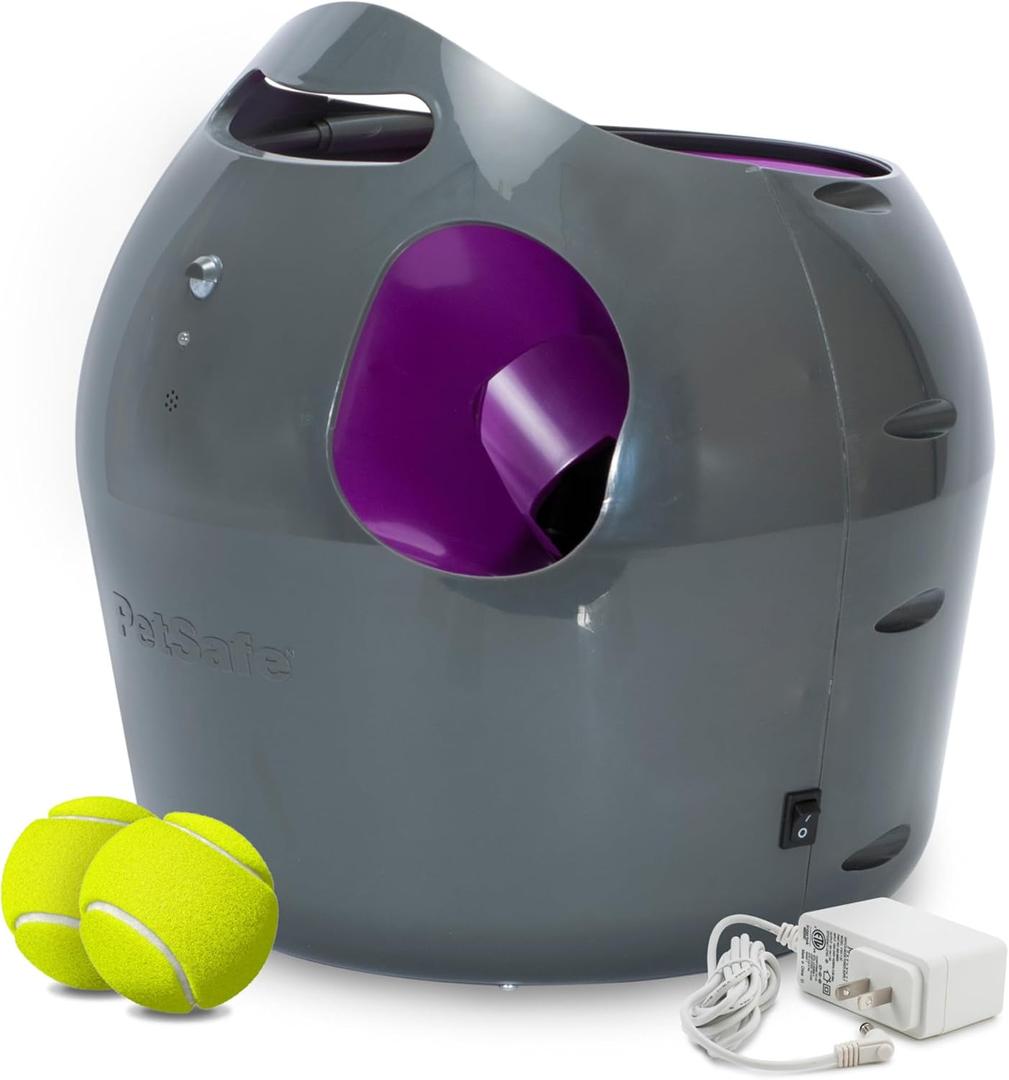 PetSafe Automatic Dog Ball Launcher, Interactive Automatic Ball Launcher for Dogs, Equipped with Motion Sensor, Adjustable Launch Distance, Safe for Indoor and Outdoor Play, Tennis Balls Included