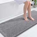 OLANLY Long Bathroom Runner Rug 59x24, Extra Soft Absorbent Chenille Bath Rugs, Rubber Backing Quick Dry, Machine Washable Bath Mats for Bathroom Floor, Tub and Shower, Home Decor Accessories, Grey