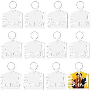 Pack of 2, Highergo 12 Pcs 2025 Graduation Sublimation Keychain DIY Sublimation Keychain Blank with Ring Class of 2025 Grad Photo Senior Gift for Him and Her Graduation Day Present Making