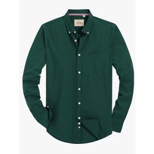 Alimens & Gentle Mens Solid Oxford Shirt Long Sleeve Dress Shirt Work Casual Button Down Shirts with Pocket, M