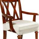 Havawish Large Dining Room Chair Seat Covers with Armrest Dining Chair Slip Covers Protectors(6 Pcs,Beige White)