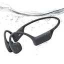 Full-Coverage Liquid Silicone Swimming Headphones, IP68 Waterproof Underwater Headphones, Bluetooth 6.0&MP3 with 32GB Memory Card, Soft/ Skin-Comfortable Open Ear Bone Conduction Swim Earbuds(Black)