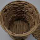 Ctosree 1.3 Gallons Small Wicker Trash Can with Lid Handle Woven Wicker Rattan Bathroom Waste Basket Boho Trash Basket with 100 Plastic Garbage Bags for Bedroom Office Laundry (Classic Style) (1.3 Gallons)
