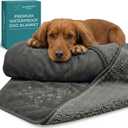 Waterproof Dog Blanket Washable Leakproof Large Dog Blanket for Couch & Sofa, Reversible - Dark Gray Microfiber & Gray Sherpa Fleece, 40x47 Inches.