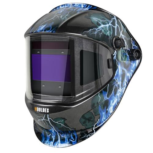 Mdoldes，Adjustable auto-dimming Welding Helmet, Wide 3.94 "x2.87 Viewing Area, Sensitive delay Control, Lightweight and Comfortable, Ideal for Welding, Grinding and Cutting， (Lightning)