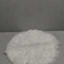 OKAYDA 18" x 18" Round Faux Sheepskin Chair Cover Seat Cushion Pad Super Fluffy Soft Fur Rug for Vanity Chair, Car Seat, Sofa, Living Room, Office (White)