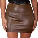 VividMosaic Women's Y2K Black Leather Mini Skirt High Waisted Side Zipper Stretchy Faux PU Bodycon Short Skirts (S)