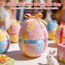 2 x Decorative Easter Egg with Raffia Grass and Card, Plush Fabric Tabletop Home Dcor, Openable Design for Spring Seasonal Display, 8.27 Inch (2)