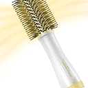 Round Blow Dryer Brush,1.75Inch Hair Dryer Brush for Medium to Long Hair, 1200W One-Step Hot Air Brush with Ceramic Coating, 3 Heat Settings for Smooth Blowouts and Volume, White Gold