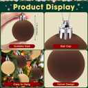 96 Pcs Velvet Christmas Balls Bulk, Mini 1.18 Inch Flocked Christmas Tree Ball Ornaments, Xmas Tree Bulb Ornaments Hanging Decoration(Brown, Beige)