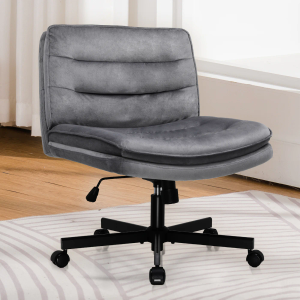 COMHOMA Armless Adjustable Criss Cross Vanity Computer Chair CH310 Gray Velvet