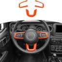 RT-TCZ for Wrangler JL Steering Wheel Trim Decal Panel Orange for Jeep Wrangler JL JLU Gladiator JT 2018-2024 Orange Interior Accessories 3pcs