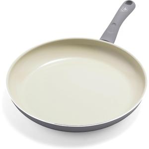 GreenLife Soft Grip 12" Frying pan, Non-Toxic PFAS-Free Ceramic Nonstick, Stay-Cool Handles, Wobble Free, Dishwasher & Oven Safe, Gray
