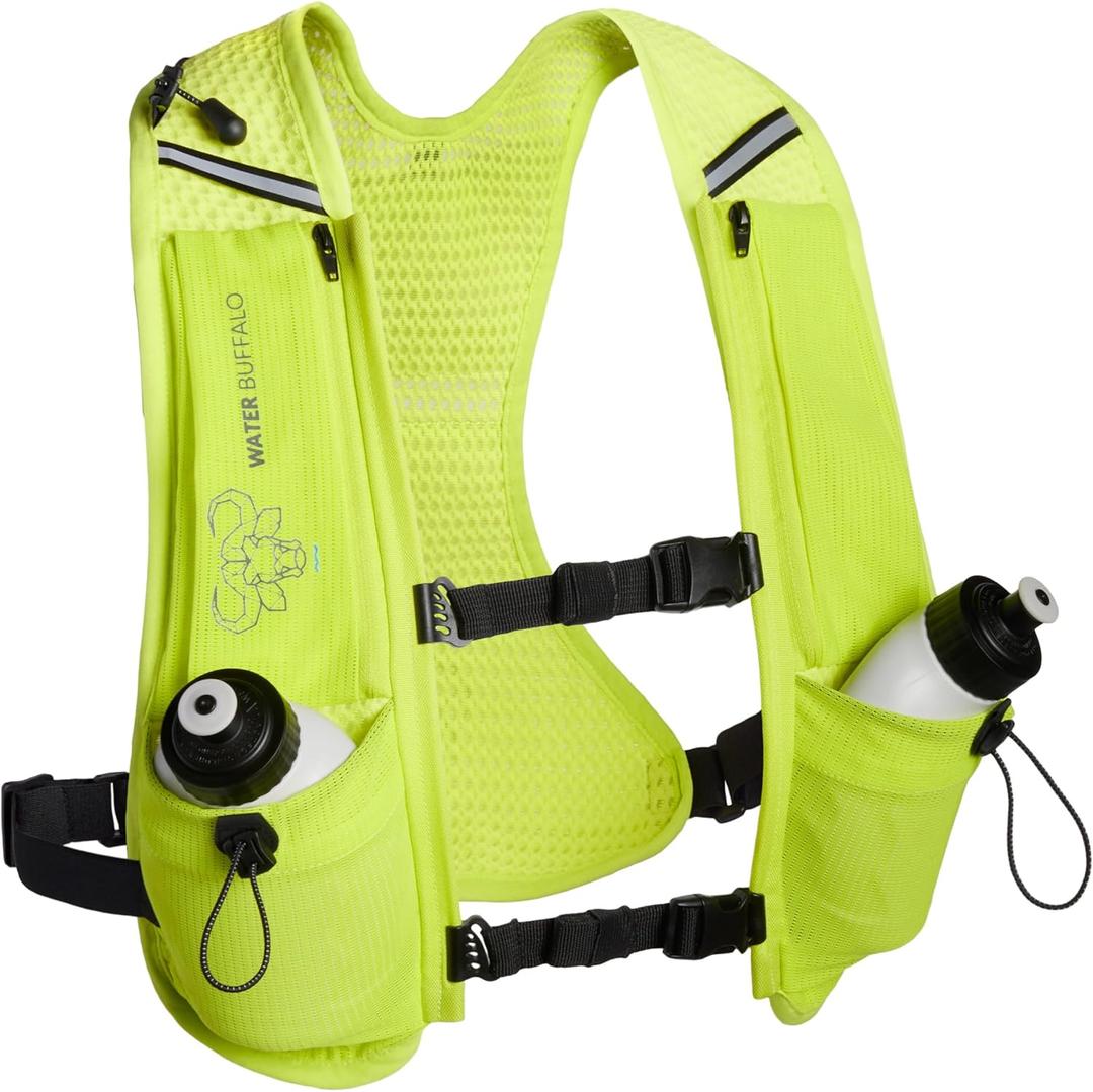 Water Buffalo Hydration Running Vest - Quiver Hydration Vest - Running Hydration Vest with Dual Water Bottles - Lightweight Water Backpack for Running, (Large/X-Large, Hyper Volt)