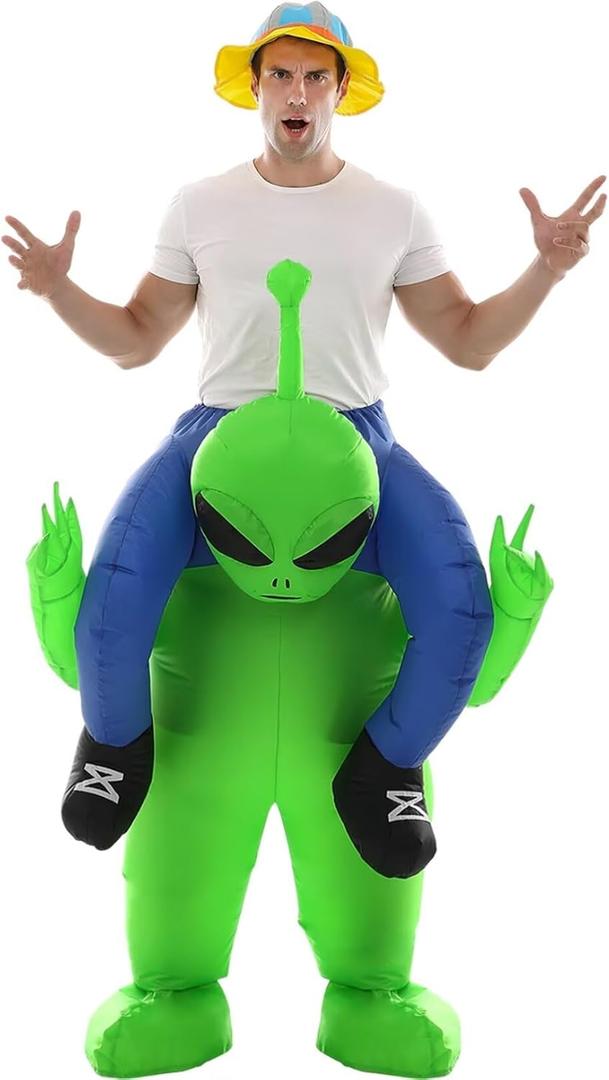 Double Couple Inflatable Alien Dinosaur Costume Halloween Blow up Costumes for Adult