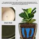 Plant Pots, Flower Pots, Planters for Indoor Plants(6.5+5.5inch), Flower Pots for Indoor Plant with Drainage Hole and Saucer, Ceramic Pots for Plants with Hole Mesh Pad, Reactive Glaze Green