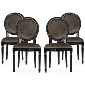 Christopher Knight Home Faithe Contemporary Velvet Dining Chairs (Set of 4), Gray, Gloss Black