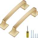 Ravinte Hardware 5 Pack Kitchen Cabinet Handles 3-3/4 Inch Hole Center Champagne Bronze Cabinet Pulls Solid Drawer Pulls for Kitchen Cabinet Door Handles Arch Dresser Handles for Cabinets and Drawers