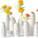 Small White Ceramic Vase Set of 10 - Mini Bud Vases for Flowers and Pampas Grass, Boho Centerpieces for Home and Party Decor, White Vases Home Decor, Ceramic Vase Set for Weddings