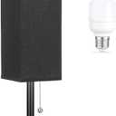 Black Small Table Lamp for Bedroom - 3 Color Temperature 3000K 5000K 4000K Bedside Lamp, Pull Chain Control, USB A and C Charging Ports, Black Base, for Kids Office Dorm Nightstand, Bulb Included