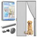 Heavy Duty Magnetic Screen Door Mesh - Auto-Sealing Hand-Free Door Net Screen with 50 Magnets, Pet & Kid Friendly, PET Fine Mesh Doors Screens Keep Bugs & Mosquitos Out Fits Front Doors Size 36” x 82”