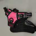 PHOEPET No Pull Dog Harnesses for Small Dogs Reflective Adjustable Front Clip Vest with Handle 2 Metal Rings 3 Buckles [Easy to Put on & Take Off](S, Pink)