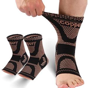 LISEPWU Copper Ankle Brace, Copper Infused Ankle Support Compression Sleeve for Men & Women, for Foot Pain Relief, Sprained Recovery, Achilles Tendonitis, Daytime or Night Use(M)