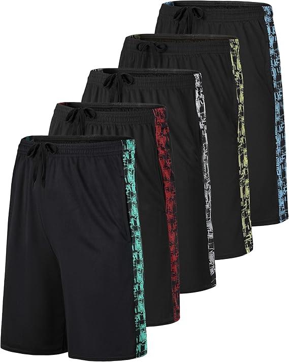 5 Pack: Boys' Mesh Basketball Athletic Shorts with Pockets – Teen Kids Youth Quick Dry Soccer Running Gym, 3XL 