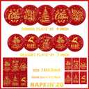 Merry Christmas Paper Plates and Napkins - 62pc Red and Gold Tableware for Winter Holiday Decoration