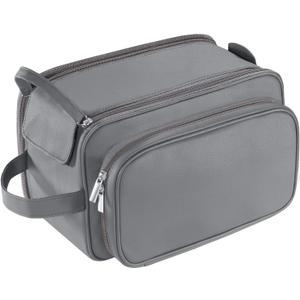 Buruis Extra Large Toiletry Bag for Men, Travel Toiletry Organizer Dopp Kit Water-resistant Shaving Bags, PU Leather Cosmetic Bathroom Shower Bag for Toiletries, Grooming, Accessories (Grey) (XL)