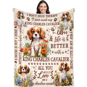 King Charles Cavalier Blanket for Dog Owners,50 * 60in King Charles Cavalier Throw Blanket for Women Girls